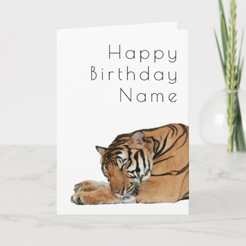 Cute Sleeping Tiger Art Deco Birthday Card