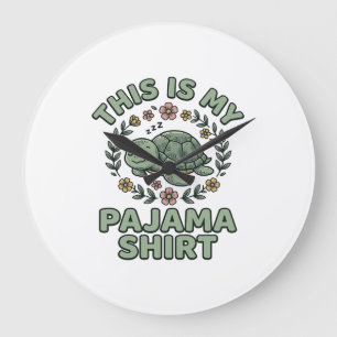 Cute Sleeping Turtle Pajama Shirt Vintage Vector D Large Clock