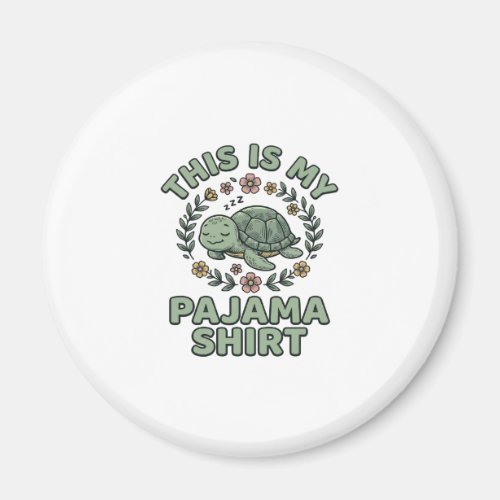 Cute Sleeping Turtle Pajama Shirt Vintage Vector D Magnet