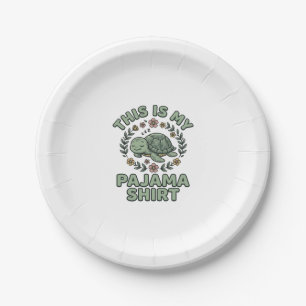 Cute Sleeping Turtle Pajama Shirt Vintage Vector D Paper Plates