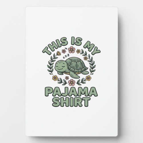 Cute Sleeping Turtle Pajama Shirt Vintage Vector D Plaque