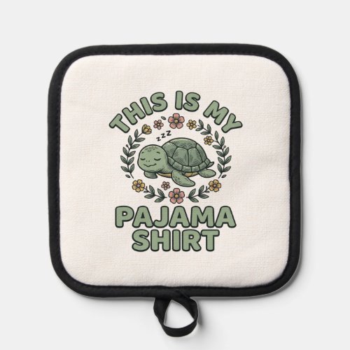 Cute Sleeping Turtle Pajama Shirt Vintage Vector D Pot Holder