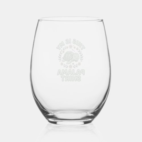 Cute Sleeping Turtle Pajama Shirt Vintage Vector D Stemless Wine Glass