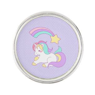 Cute Sleeping Unicorn with Colorful Shooting Star Pin