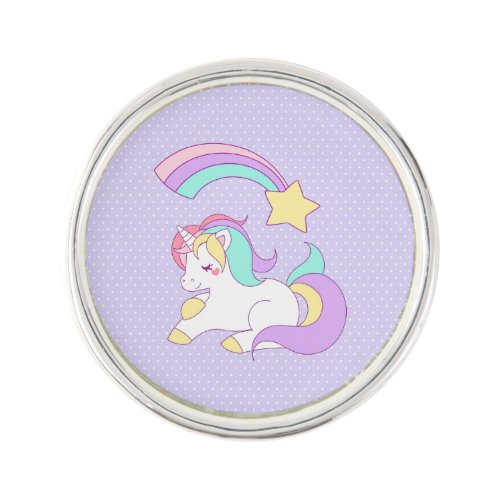 Cute Sleeping Unicorn with Colorful Shooting Star Pin