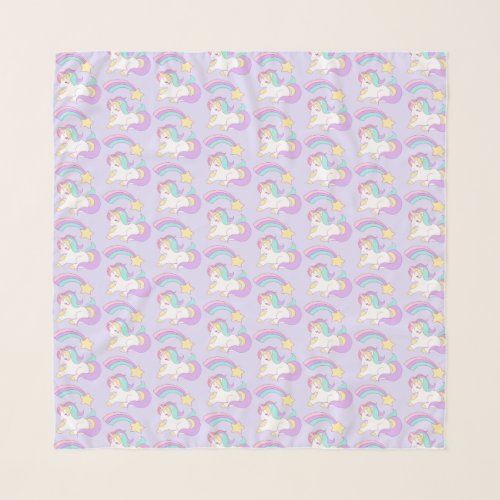 Cute Sleeping Unicorn with Colorful Shooting Star Scarf