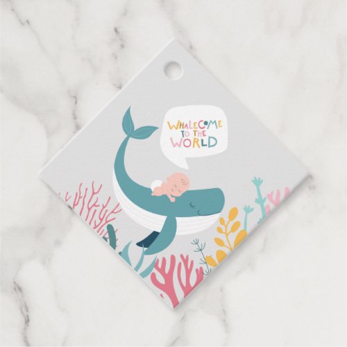 Cute Sleeping Whale Baby Shower Favor Tags