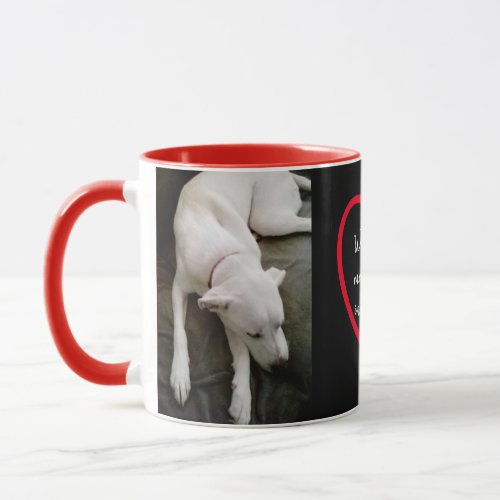 Cute Sleeping White Dog Love Message in Heart Red Mug