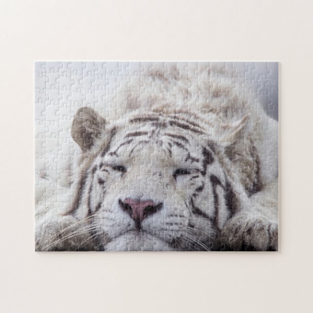 Cute Sleeping White Tiger  Jigsaw Puzzle (Horizontal)