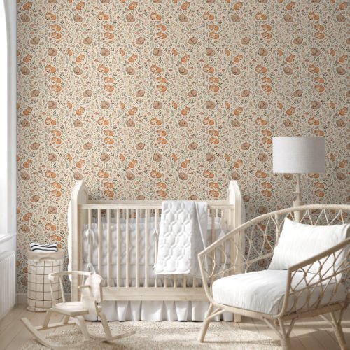 Cute Sleeping Woodland Animals Boho Pattern (Fox,  Wallpaper