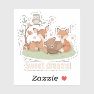 Cute Sleeping Woodland Animals Sweet Dreams Nurser Sticker
