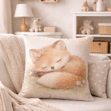Cute Sleeping Woodland Baby Fox Neutral Kids Room