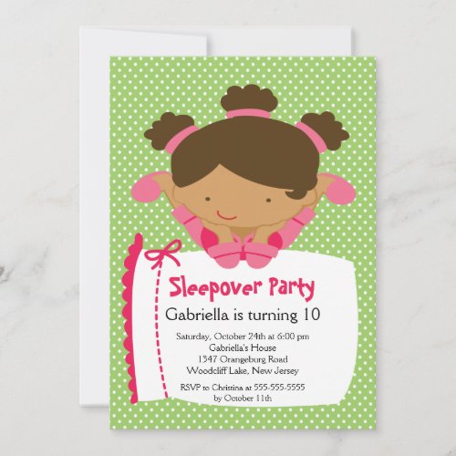 CUTE Sleepover Birthday Party Inviation Invitation