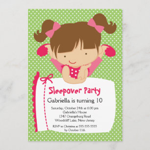 CUTE Sleepover Birthday Party Inviation Invitation
