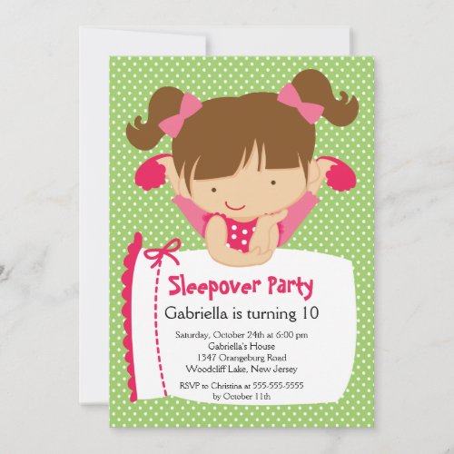 CUTE Sleepover Birthday Party Inviation Invitation