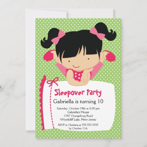 CUTE Sleepover Birthday Party Inviation Invitation