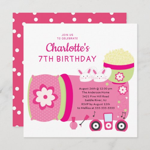 Cute Sleepover Birthday Party Invitation