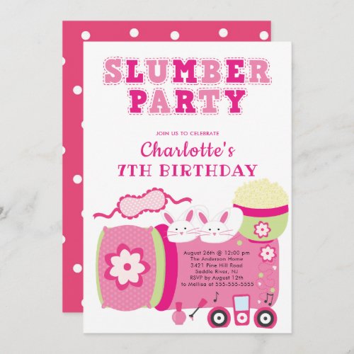 Cute Sleepover Birthday Party Invitation