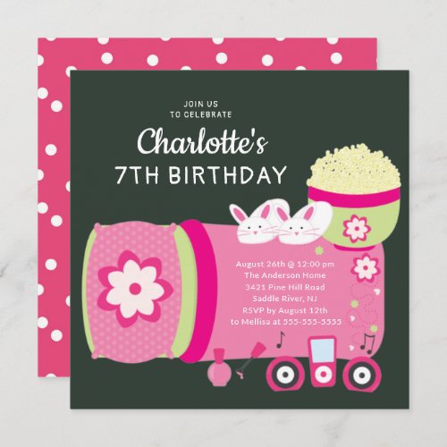 Cute Sleepover Birthday Party Invitation