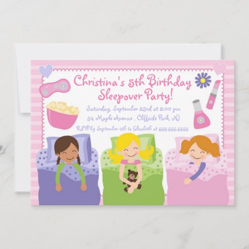 Cute Sleepover Birthday Party Invitations