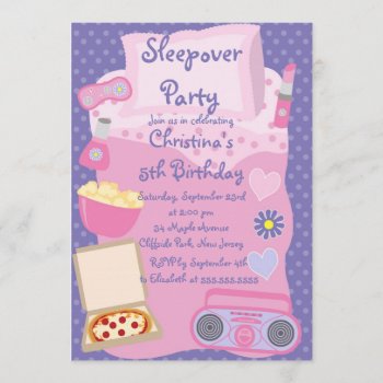 Cute Sleepover Birthday Party Invitations by alleventsinvitations at Zazzle