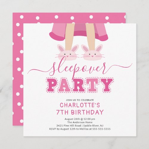 Cute Sleepover Pajama Birthday Invitation