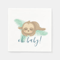 Cute Sleepy Baby Sloth Oh Baby Baby Shower Napkins