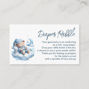 Cute sleepy bear baby boy shower diaper raffle enclosure card