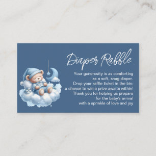 Cute sleepy bear baby boy shower diaper raffle enclosure card