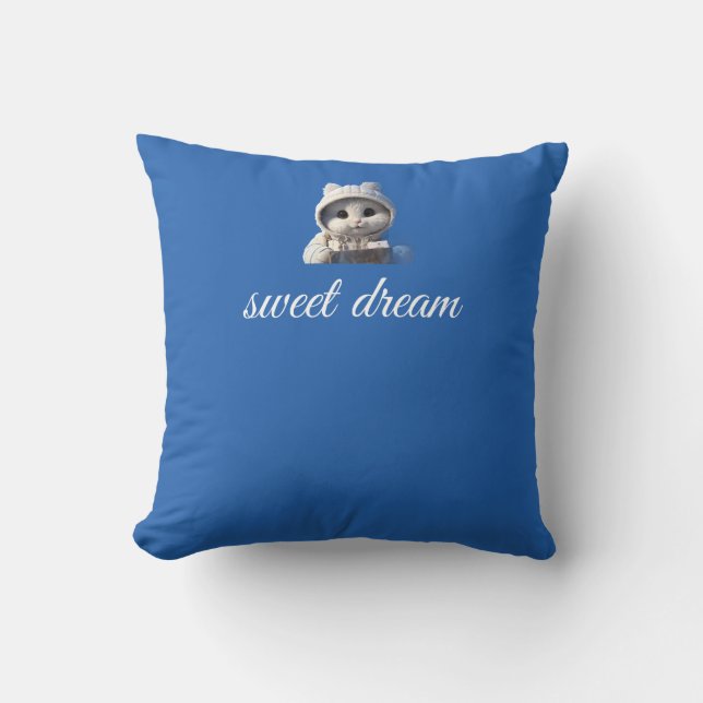 Cute Sleepy Bear Design Throw Pillow (Front)