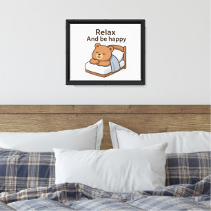 Cute Sleepy Bear Sticker Canvas Print