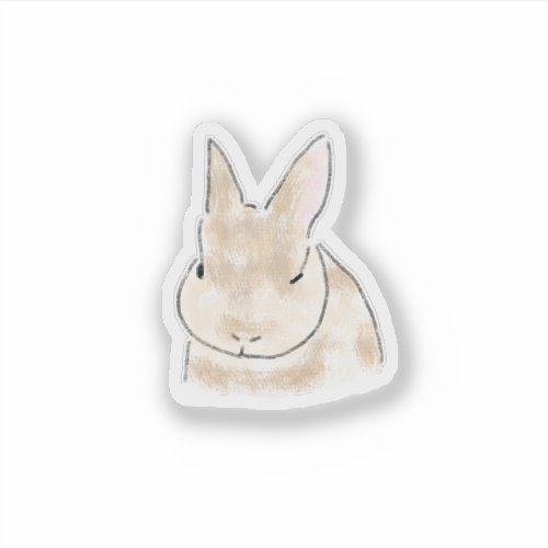 Cute Sleepy Beige Bunny Personalized Gift Sticker
