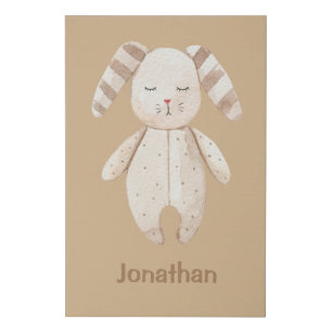 Cute Sleepy Bunny Rabbit Nursery Baby Faux Canvas Print