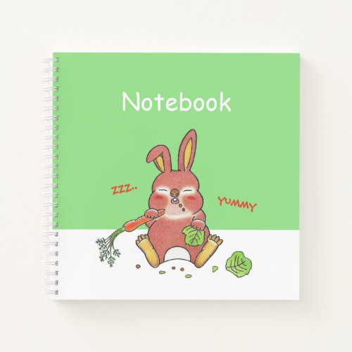 Cute Sleepy Bunny Square Custom Notebook 