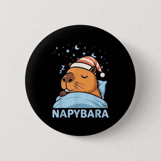 Cute Sleepy Capybara Funny Napybara Pajamas  Button (Front)