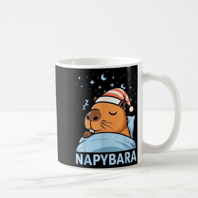 Cute Sleepy Capybara Funny Napybara Pajamas  Coffee Mug (Right)
