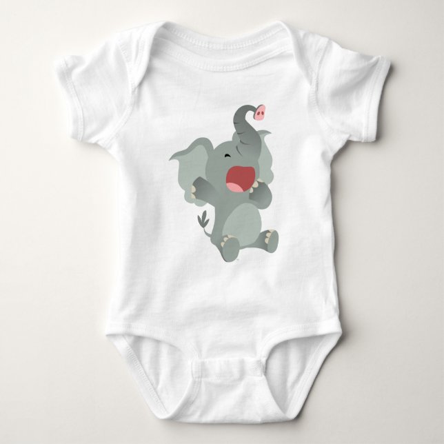 Cute Sleepy Cartoon Elephant  Baby T-Shirt Baby Bodysuit (Front)