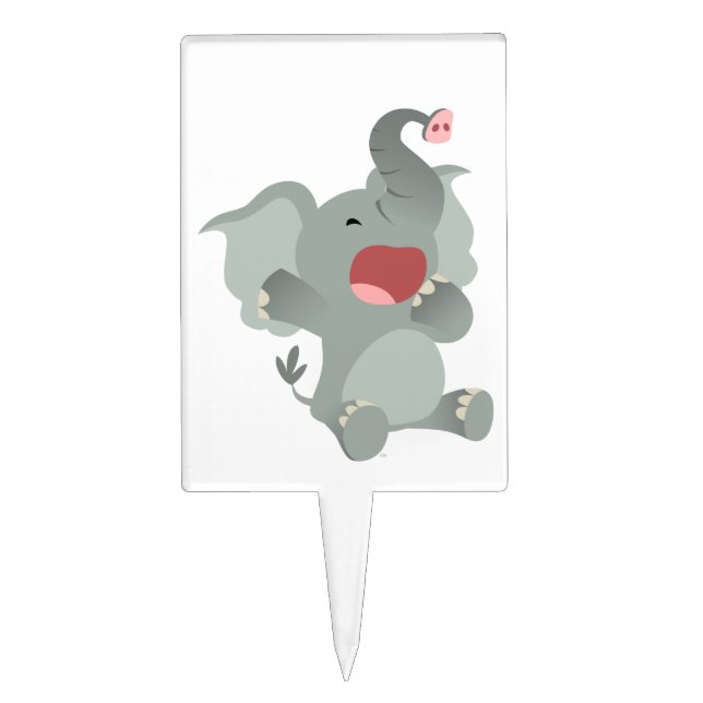 Cute Sleepy Cartoon Elephant Cake Pick (Front)
