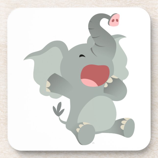 Cute Sleepy Cartoon Elephant Coasters Set (Front)