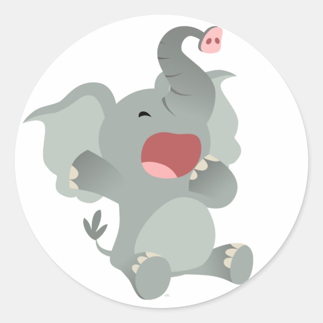 Cute Sleepy Cartoon Elephant  Sticker (Front)