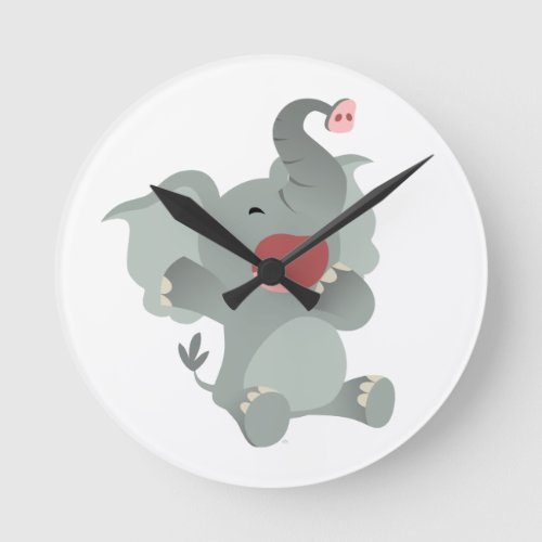 Cute Sleepy Cartoon Elephant Wall Clock