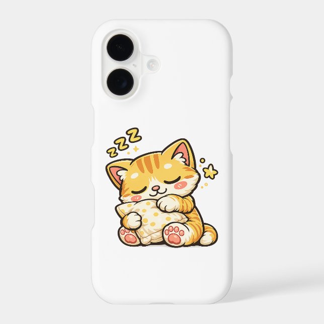 Cute Sleepy Cat Pillow iPhone Case (Back)
