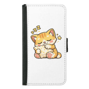 Cute Sleepy Cat Pillow Samsung Galaxy S5 Wallet Case