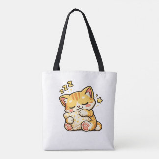 Cute Sleepy Cat Pillow Tote Bag