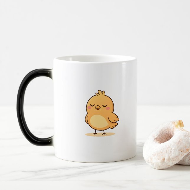 Cute Sleepy Chick Minimal Cartoon Color Morph Mug (With Donut)