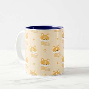 Cute Sleepy Corgi  Two-Tone Coffee Mug