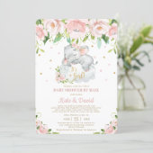 Cute Sleepy Elephant Virtual Baby Shower by Mail Invitation (Standing Front)