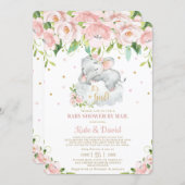 Cute Sleepy Elephant Virtual Baby Shower by Mail Invitation (Front/Back)