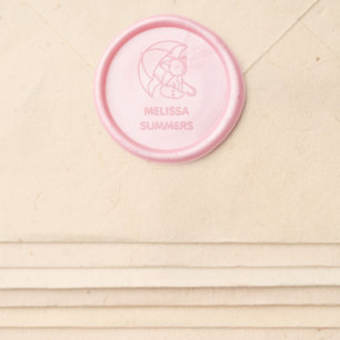 Cute Sleepy Fox under Umbrella Custom Name Wax Seal Sticker