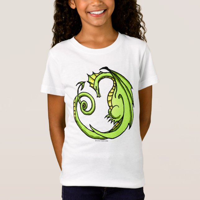 Cute sleepy green dragon girl's t-shirt (Front)